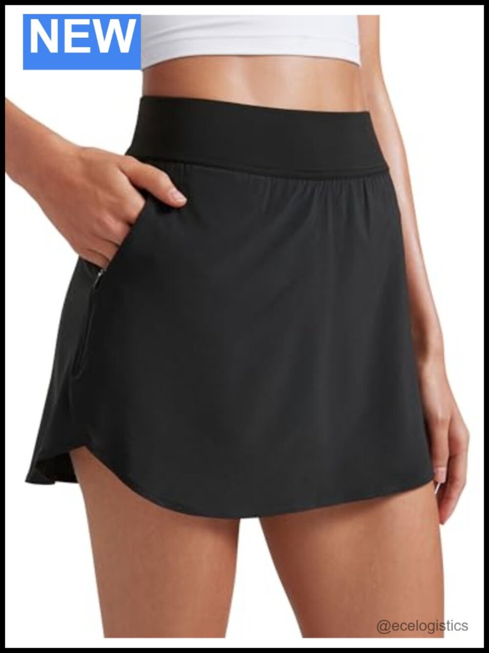 High Waisted Dolphin Hem Golf Skirt with Built-in Shorts